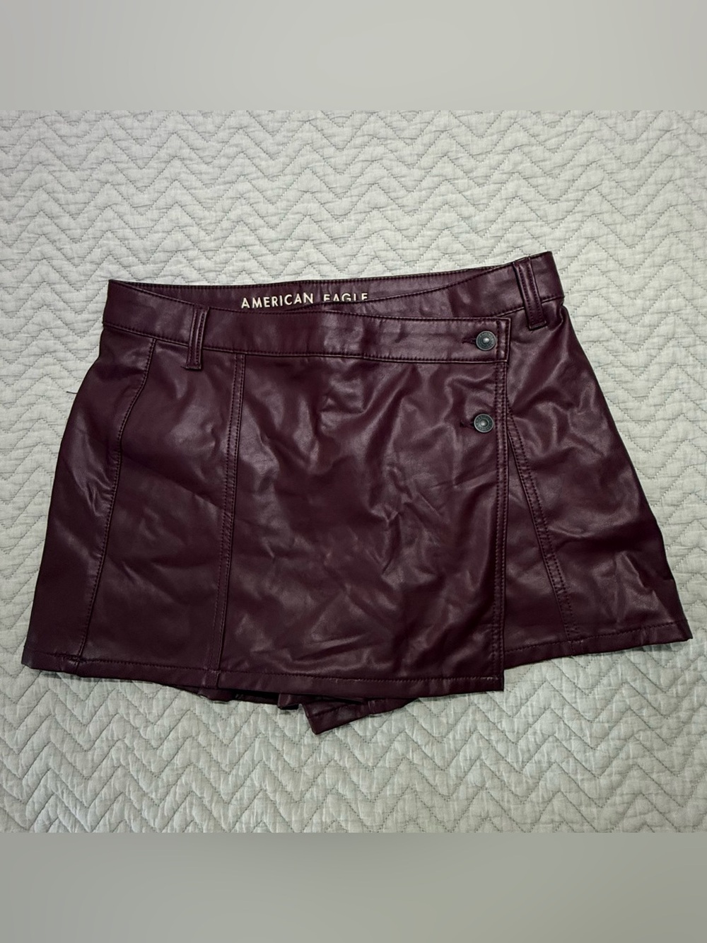 American Eagle Faux Leather Skort - Deep Wine